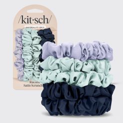 Garden Bouquet Ruched Satin Scrunchies 5pc Set